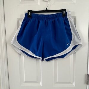 Nike Women's Athletic Shorts in Blue and White with built in brief